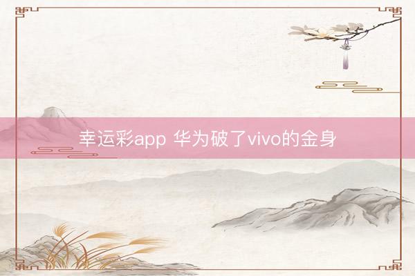 幸运彩app 华为破了vivo的金身